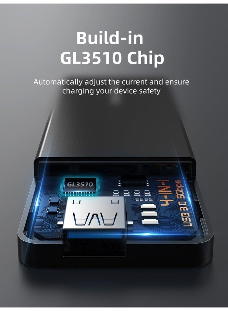 كابل تايم موزع USB-A 3.0 رباعي المنافذ فائق السرعة 5 جيجابت في الثانية مع مزود طاقة لأجهزة الكمبيوتر المحمولة | 0.15 متر - Image 2